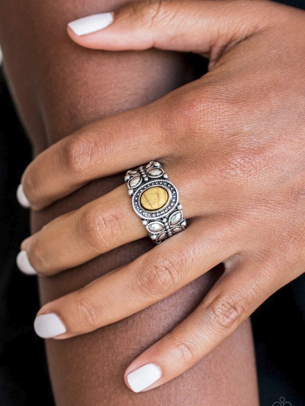 Paparazzi Jewelry Accessories - Butterfly Belle - Yellow Ring - Vintage
